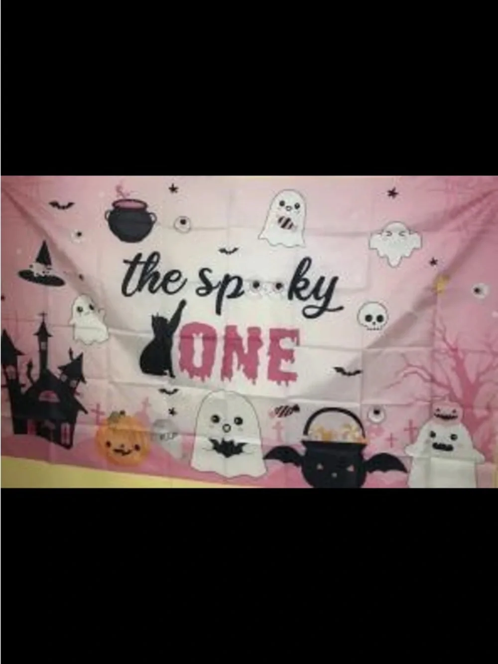 The Spooky One Pink Halloween Backdrop
